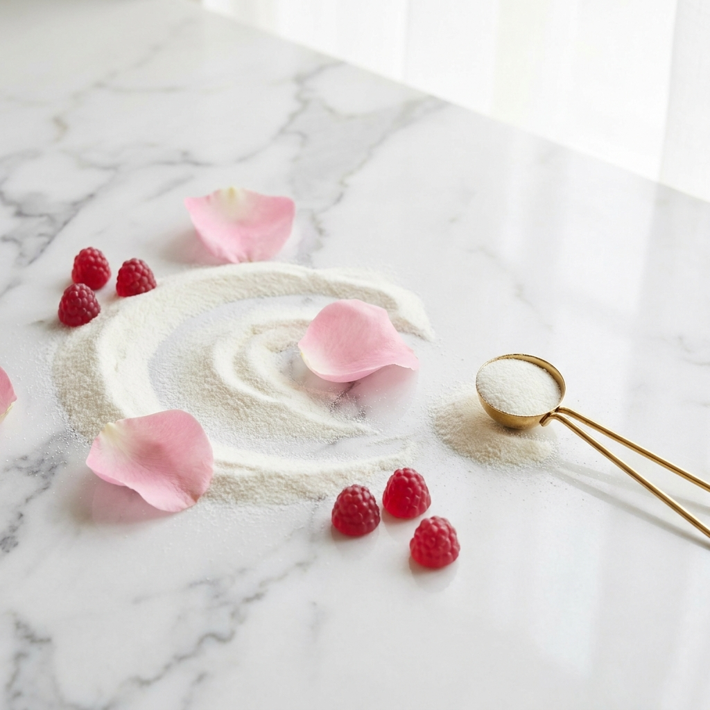 Beauty hair skin and nails supplements UK - marine collagen powder with rose petals