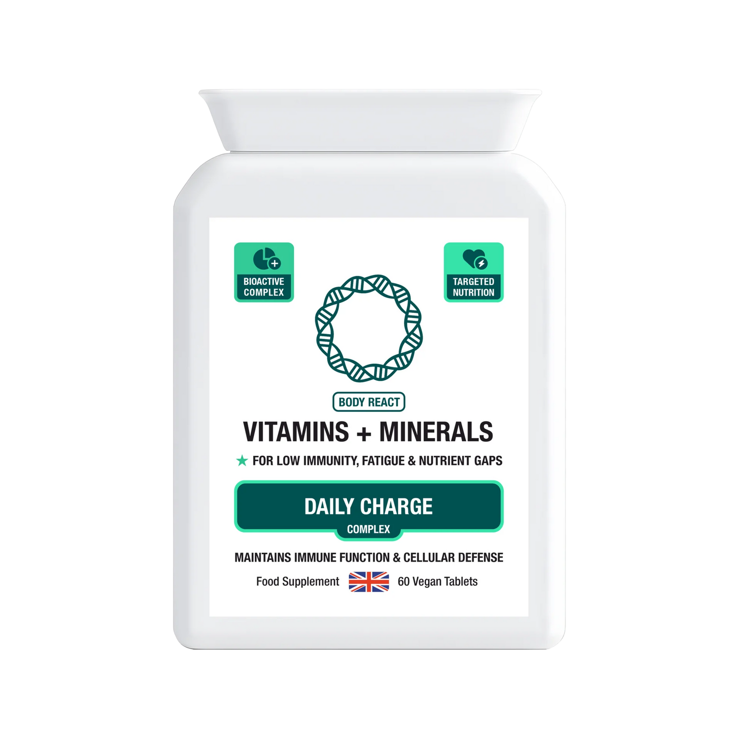 BodyReact Vitamins + Minerals Complex 60 vegan tablets